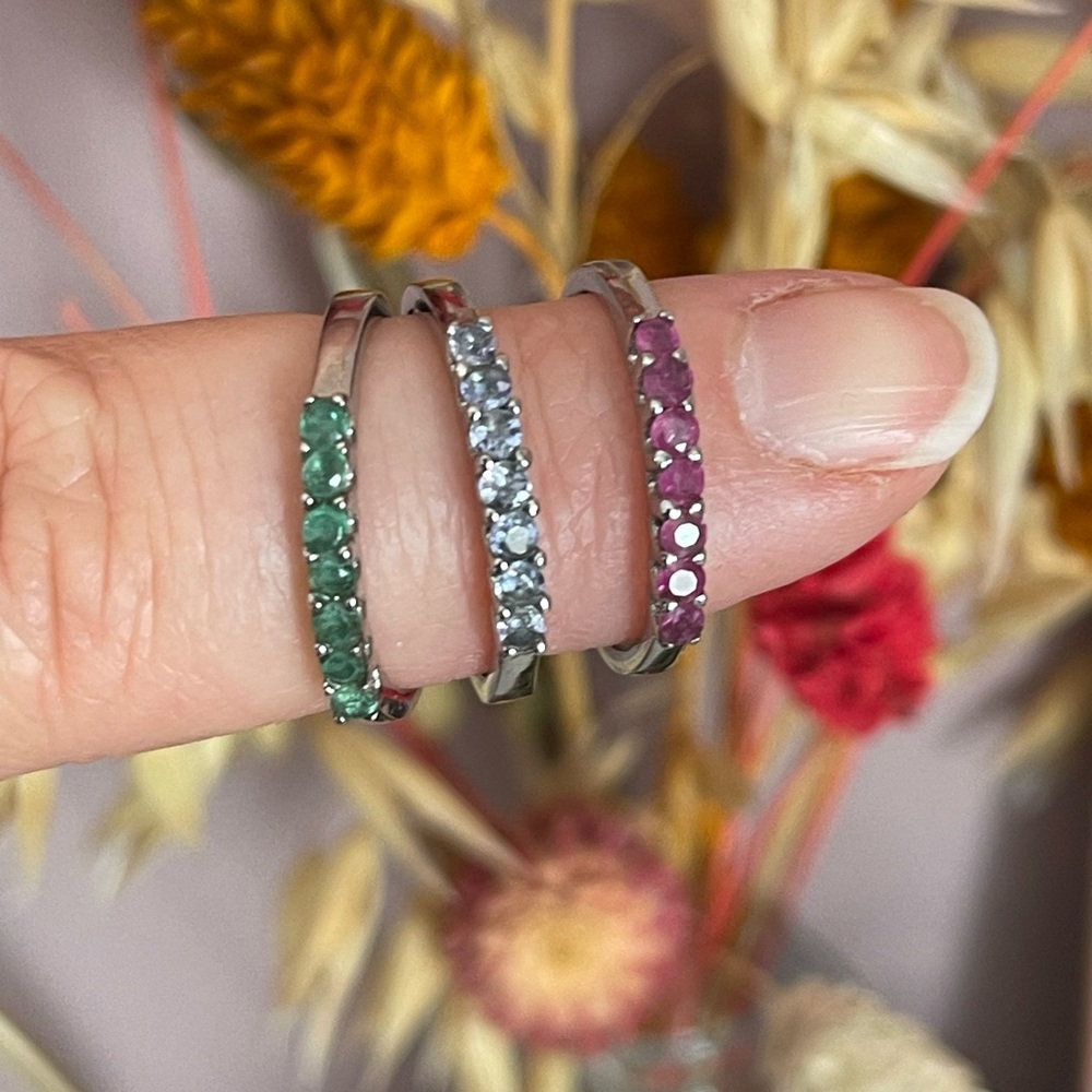 Stackable Band Rings - Ruby, Emerald And Tanzanite - image 3